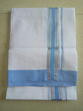EXD305 Men's 100% Cotton Dhoti With Velcro and Pocket on Plain Border on Bleach Dhoti Size Mulam 9 (or) 4.1Mtrs Double Dhoti