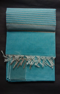 EXS011 Jute Cotton Saree With Plain Border Size 6.25Mtrs including Running Blouse of 0.80Mtr
